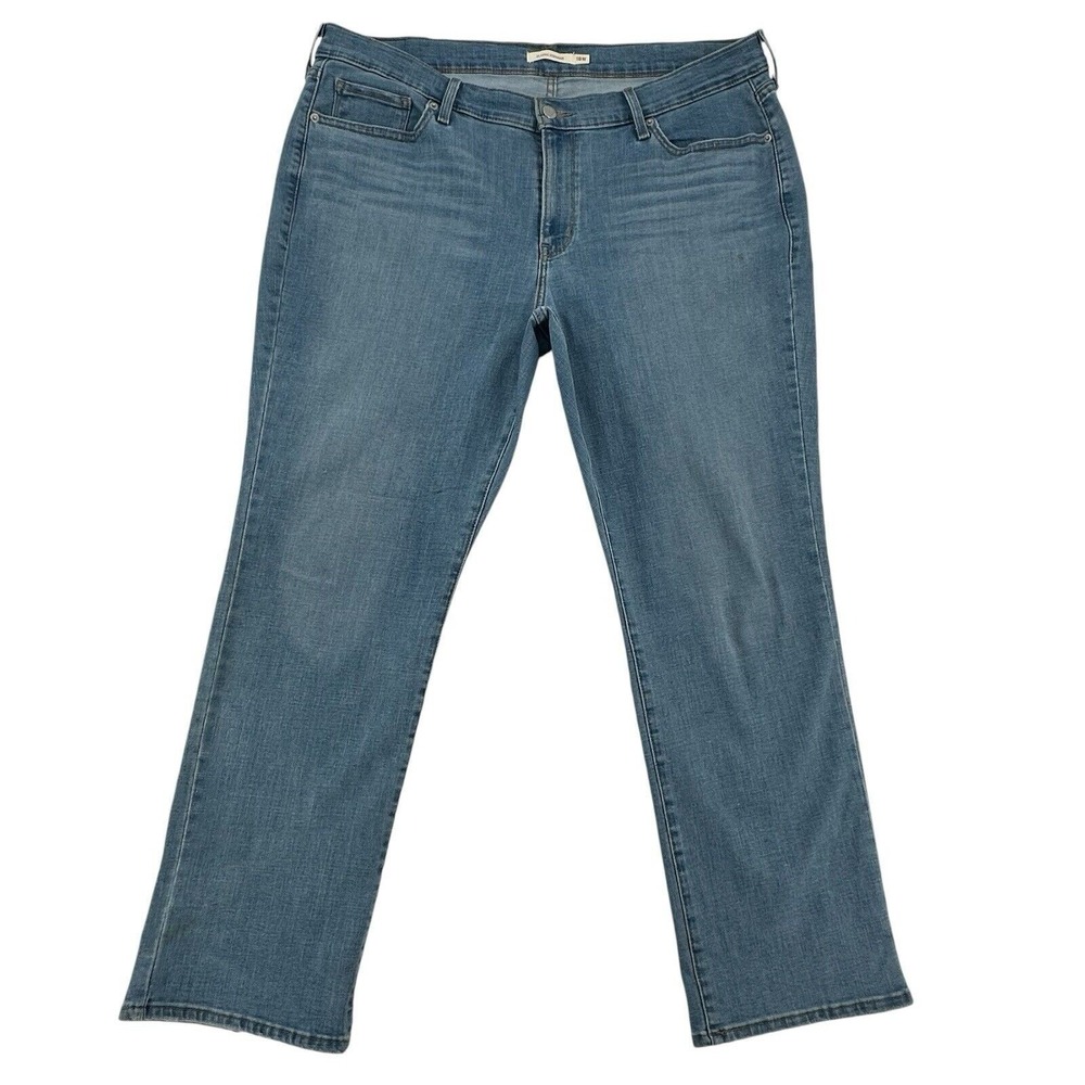 Levis 18W Classic Straight Jeans Wash Blue Denim Mid Rise Stretch Womens Medium